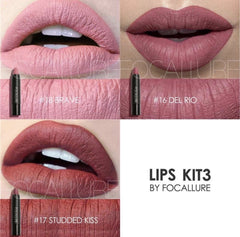 FOCALLURE Matte Lip Crayon 3pcs Kit